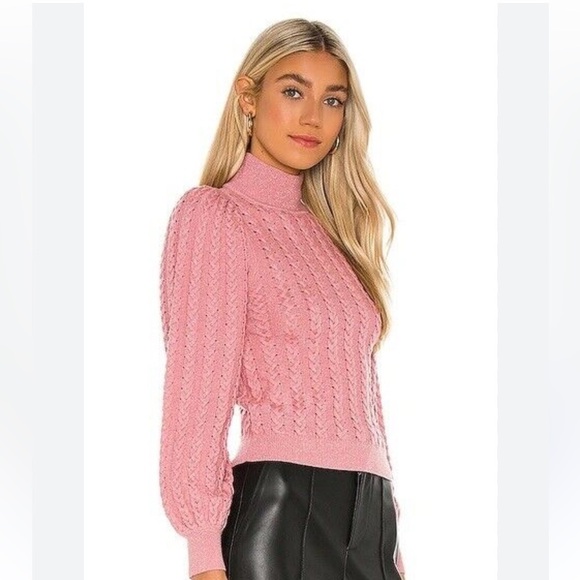 Alice + Olivia ESME CABLEKNIT TURTLENECK in Rose - Picture 4 of 5